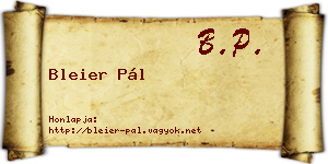 Bleier Pál névjegykártya